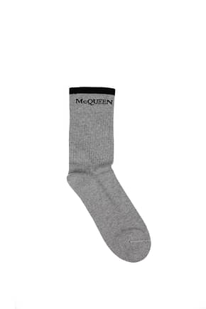 Alexander McQueen Socks Men Cotton Gray Black