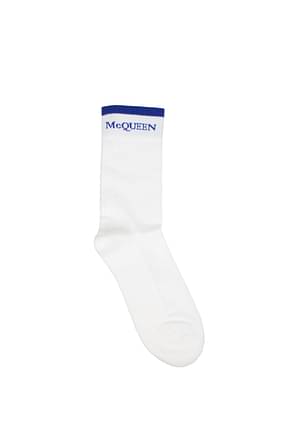 Alexander McQueen Socks Men Cotton White Blue