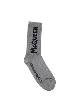 Alexander McQueen Socks Men Cotton Gray