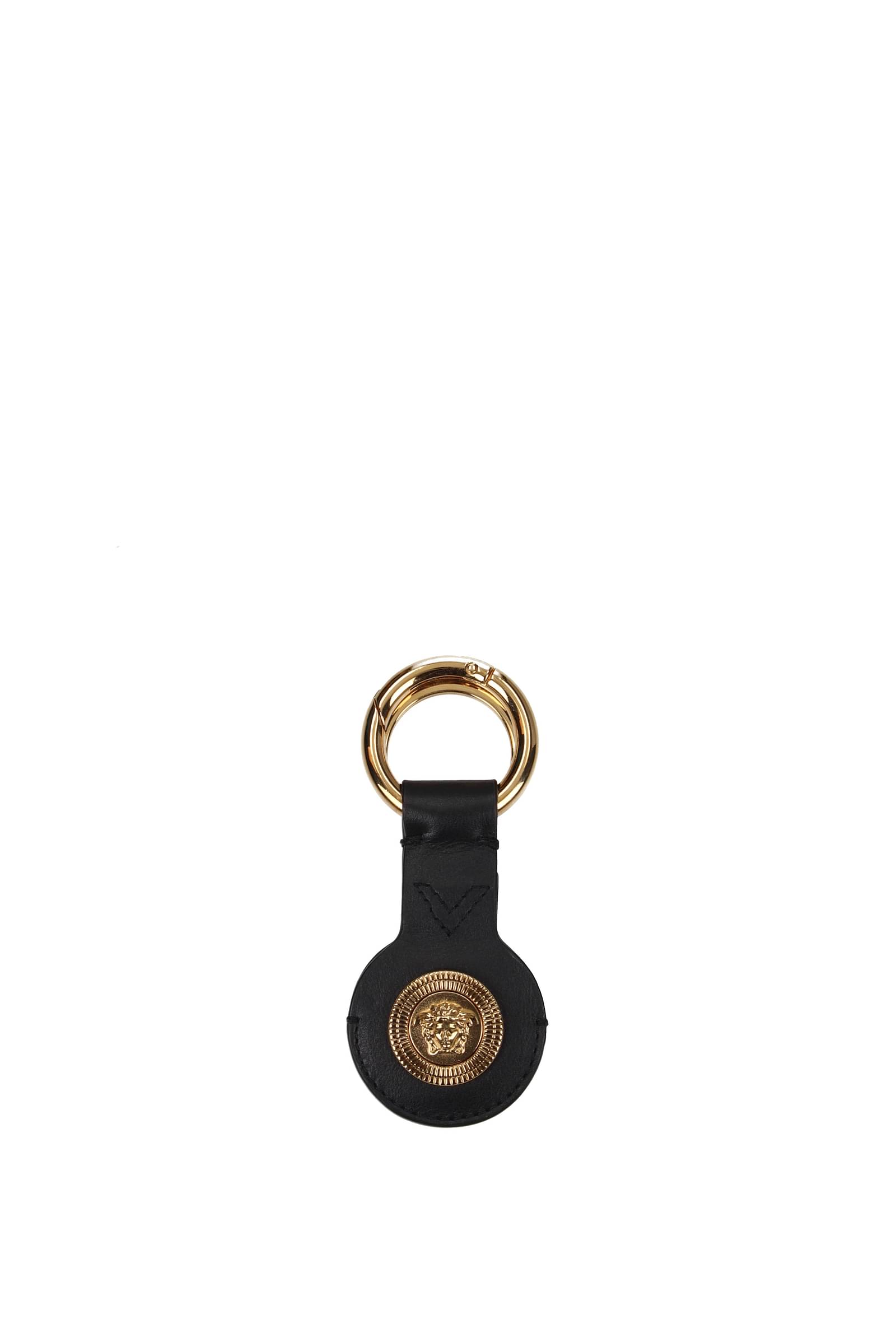 Versace Key rings airtag Men Leather Black Gold