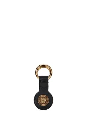 Versace Key rings airtag Men Leather Black Gold