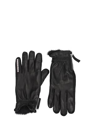 Dsquared2 Gloves Men Leather Black White