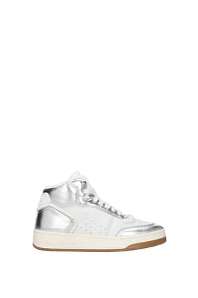 Saint Laurent Sneakers Women Leather White Silver