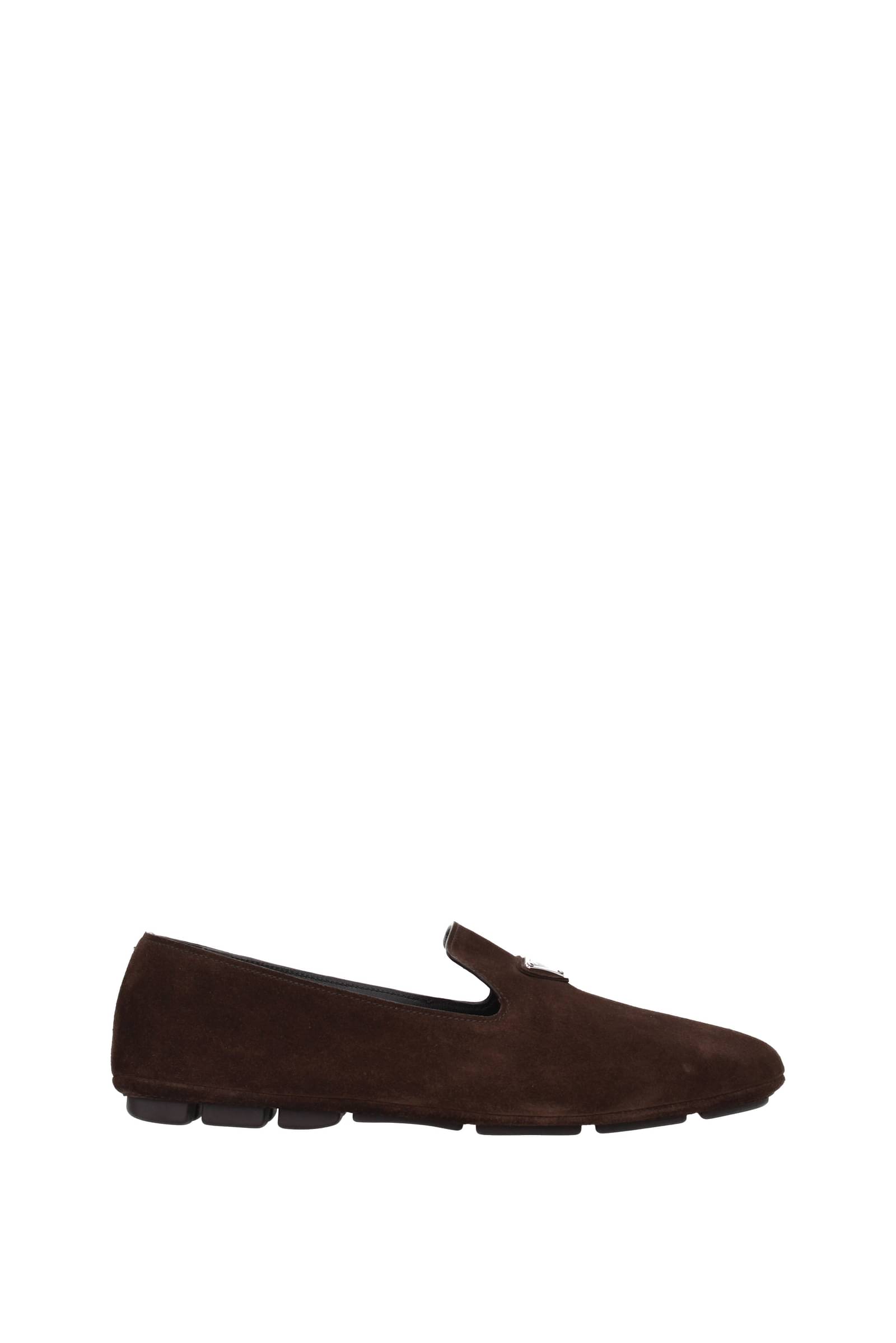 Prada Mocassins Homme Su de Marron Brun fonc