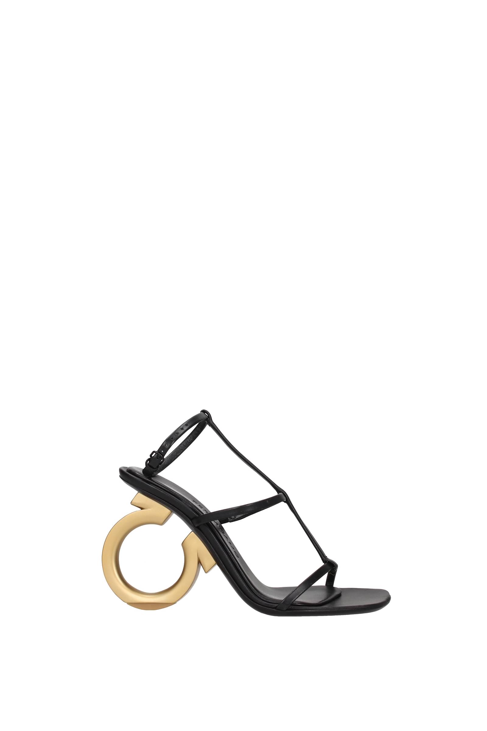 black 105 Baroque logo heel leather sandals