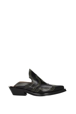 Ganni Slippers and clogs Women Leather Black