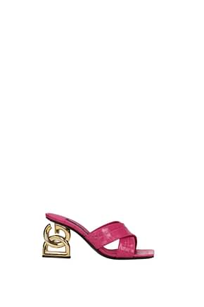 Dolce&Gabbana Sandals Women Leather Pink Cyclamen