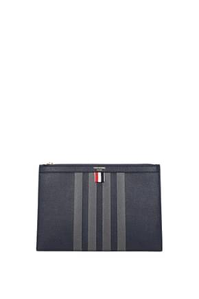 Thom Browne Clutches Men Leather Beige Blue Navy