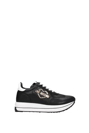 Love Moschino Sneakers Women Leather Black White