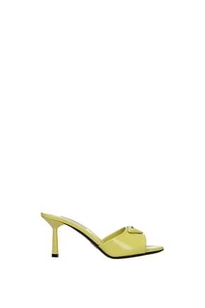 Prada Sandals Women Leather Yellow Cedar