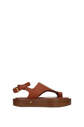 Max Mara Flip flops deauville Women Leather Brown Leather