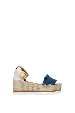See by Chloé Sandals Women Leather Beige Oil Blue
