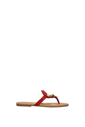 See by Chloé Flip flops Women Leather Red Fire