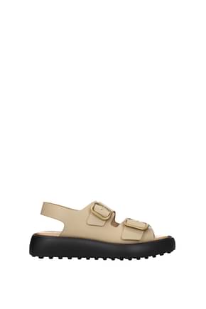 Tod's Sandals Women Leather Beige Natural