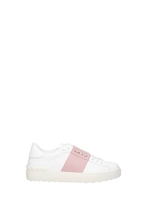 Valentino Garavani Sneakers Femme Cuir Blanc Eau de rose