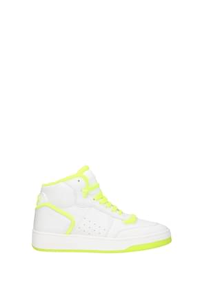 Saint Laurent Sneakers Women Leather White Fluo Yellow