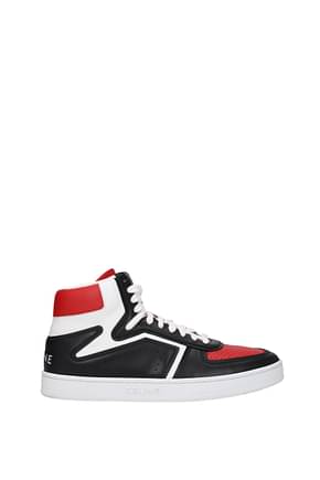 Celine Sneakers Hombre Piel Negro Rojo
