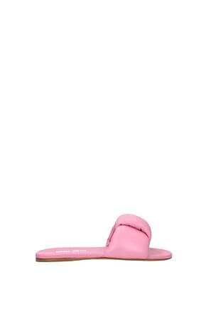 Miu Miu 拖鞋和木屐 女士 皮革 粉色 海棠花