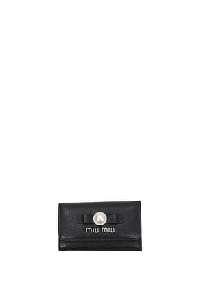 Miu Miu Key rings Women Leather Black