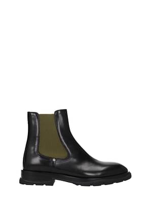 Alexander McQueen Ankle Boot Men Leather Black khaki