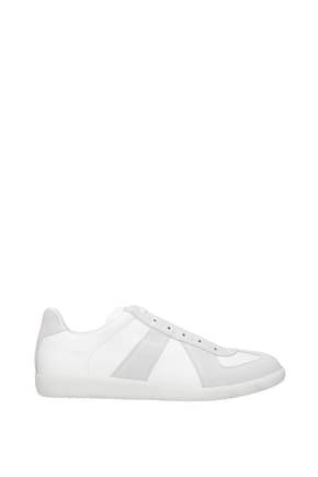 Maison Margiela أحذية رياضية رجال جلد أبيض رمادي