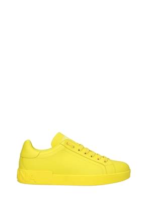 Dolce&Gabbana أحذية رياضية رجال جلد أصفر ليمون