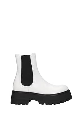 Alexander McQueen टखने तक ढके जूते महिलाओं चमड़ा सफेद ऑप्टिक व्हाइट
