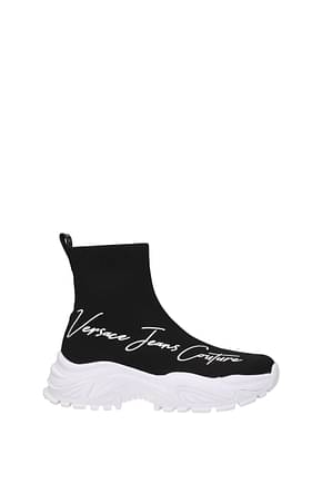 Versace Jeans Sneakers couture Femme Tissu Noir Blanc