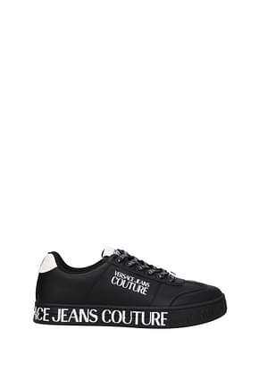Versace Jeans Sneakers couture Homme Cuir Noir Blanc