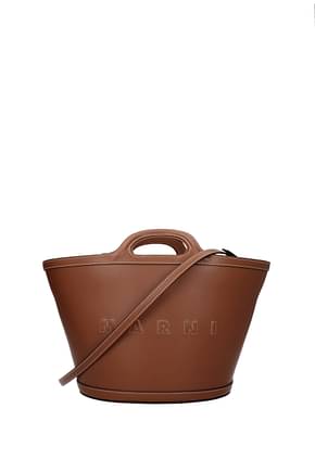 Marni Handbags Women Leather Brown Maroon