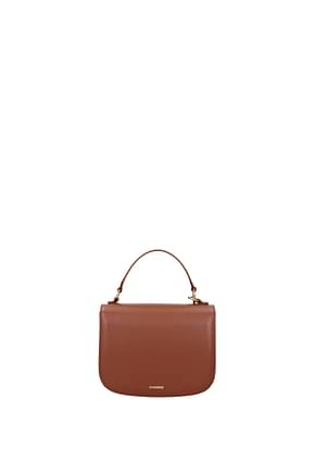 Jil Sander Handbags Women Leather Brown Rosewood