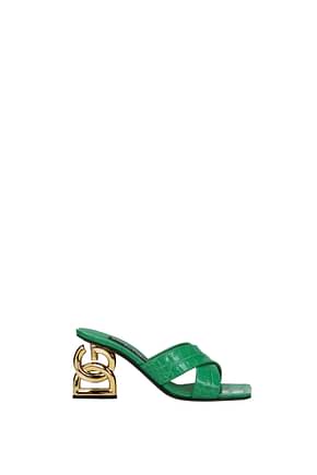 Dolce&Gabbana Sandals Women Leather Green Grass