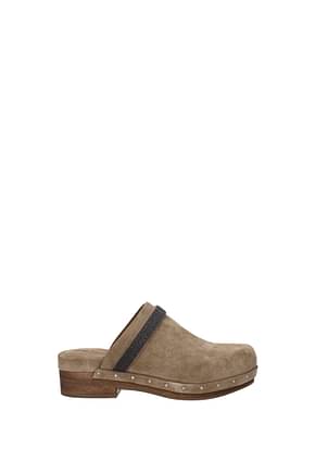 Brunello Cucinelli Slippers and clogs Women Suede Brown Turtledove