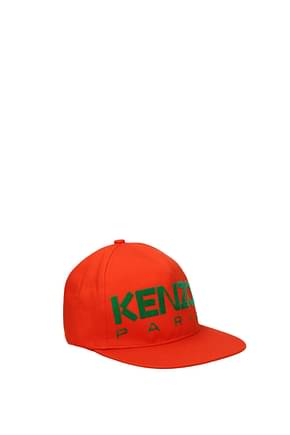 Kenzo 帽子 男士 棉花 橙 绿色