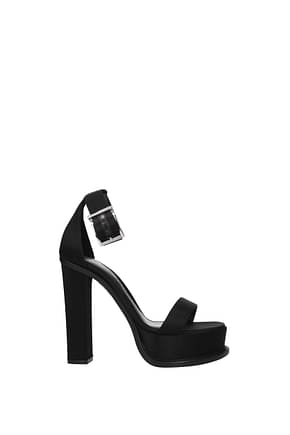 Alexander McQueen Sandals Women Satin Black