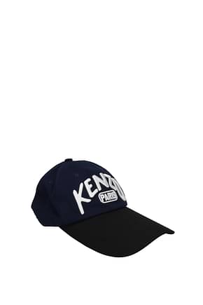 Kenzo Hats Men Cotton Blue Black