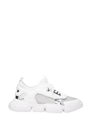 Moncler Sneakers Donna Pelle Bianco Argento