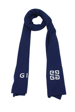 Givenchy Scarves Men Wool Blue Baltic