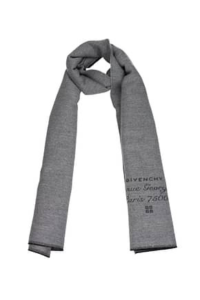 Givenchy Scarves Men Wool Gray Silver
