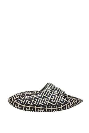 Balmain Slippers and clogs Women Leather Black Ivory