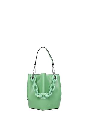 Ganni Handbags Women Leather Green Peapod