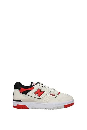 New Balance Sneakers 550 Women Leather Beige Red