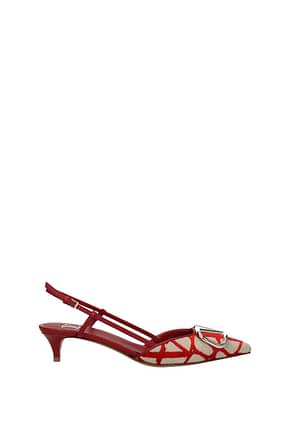 Valentino Garavani Sandals Women Fabric  Beige Red