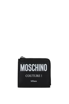 Moschino Coin Purses Men Leather Black