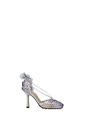 Bottega Veneta Sandals Women Leather Silver Violet