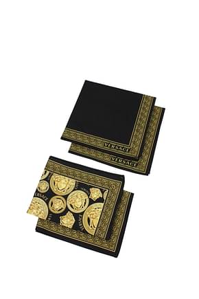 Versace बरतन napkin and placemat घर कपास काली स्वर्ण