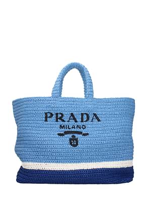 Prada Handbags Women Raffia Heavenly Blue