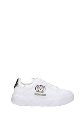 Love Moschino Sneakers Women Leather White Silver