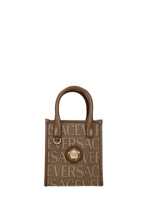 Versace Handbags allover Women Fabric  Beige Brown