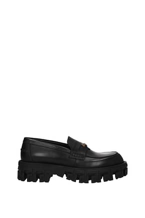 Versace Loafers greca portico Men Leather Black